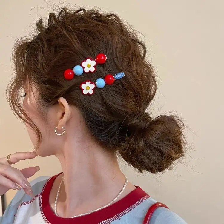 2 قطعة الحلوى الحلو الزعرور حبة زهرة الشريط مشبك شعر المرأة الجانب كليب لطيف دبوس الشعر الانفجارات المشابك اكسسوارات للشعر فتاة هدية
