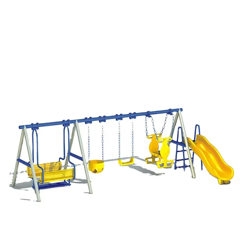 Multifunctional Outdoor Playground Equipment Kids Metal Plastic Slides Backyard Climbing Swinging