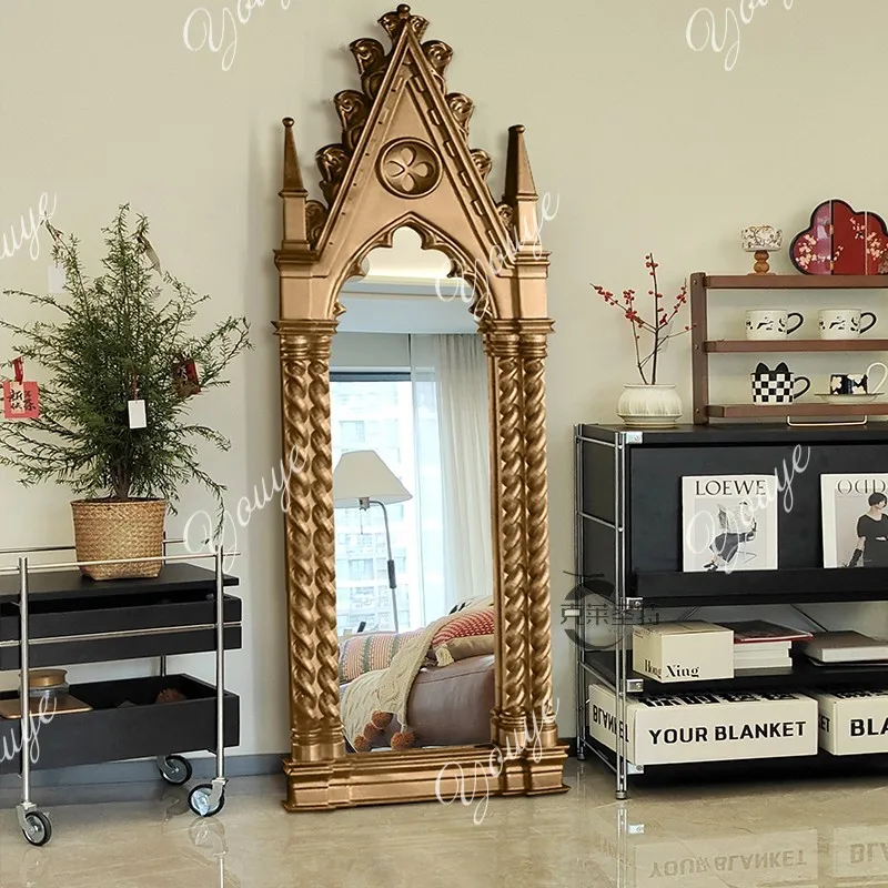 Magic mirror French vintage floor mirror art wall mount fitting American bedroom dressing mirror