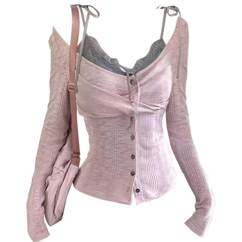 Japanese Sweet Lolita Style T-Shirts Women Vintage Y2k Square Collar Bow Long Sleeve Blouse Casual Kawaii Fashion Tees Tops New