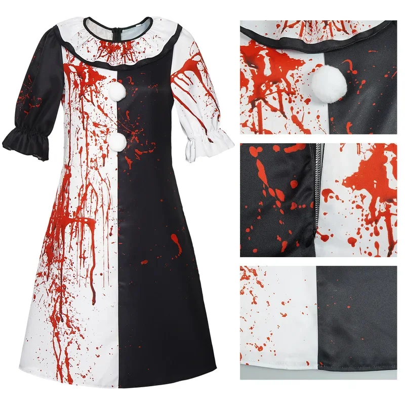 MN1 Spaventoso Sanguinante Terrifier 2 Clown Costume Cosplay Tuta Vestito Per Maschio Femmina Halloween Carnevale Vestito Su Misura Made8/yG