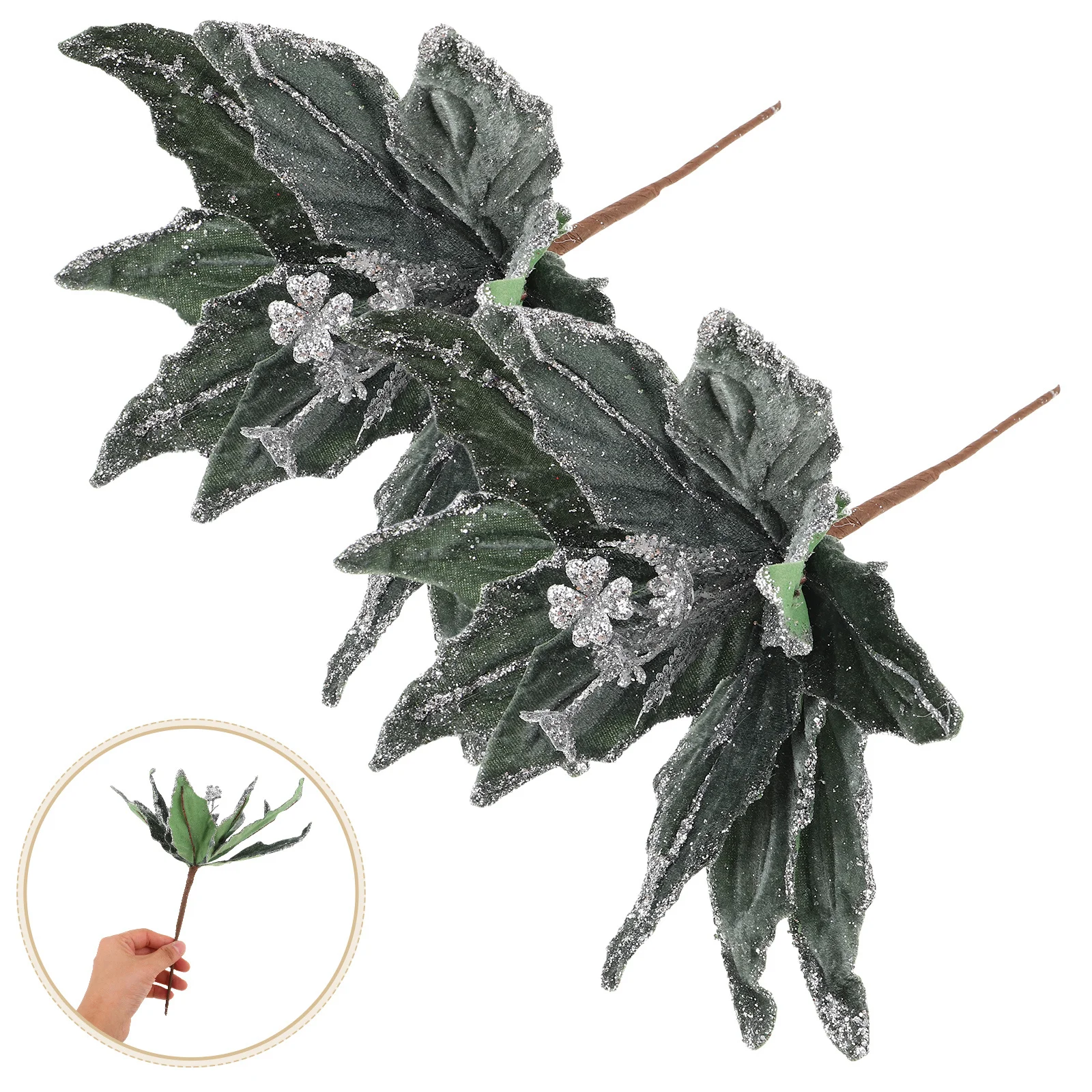 

2 Pcs Flower Ornament Artificial Flowers for Garland Wreath Decorations Poinsettia Stems