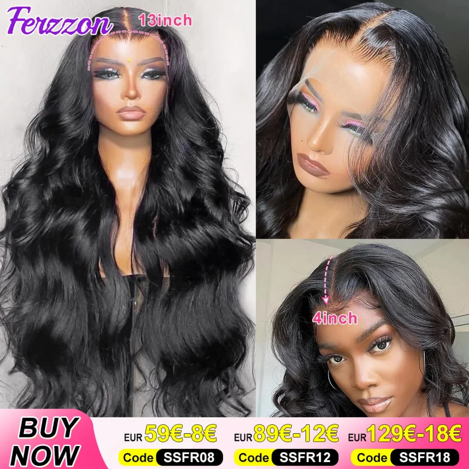 Brazilian Human Hair Wig 3 Days Delivery Lace France 180 Density 13x4 13x6 Body Wave Hair Wig Front Wig With 4x4 Lace Closure