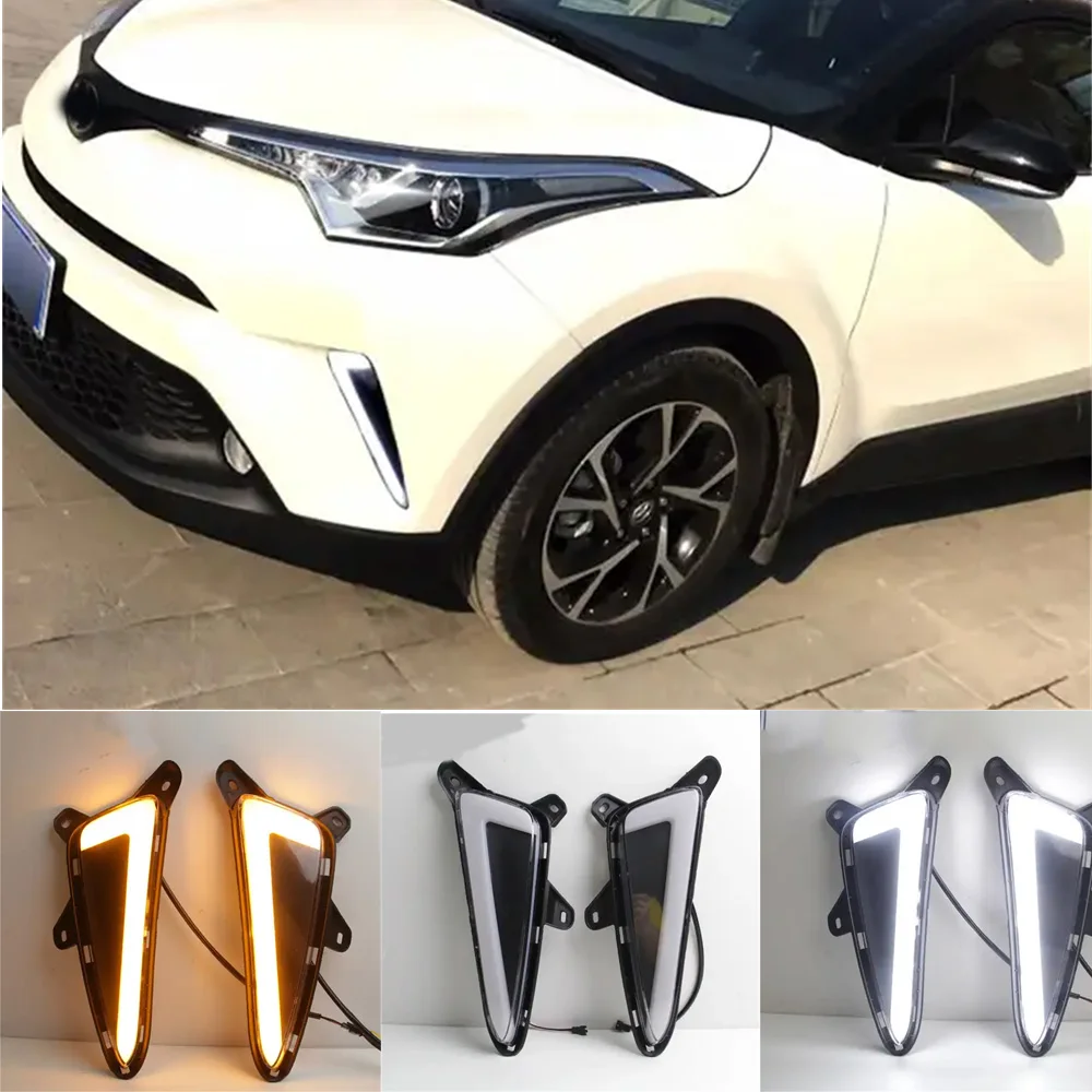 

LED DRL For Toyota C-HR CHR 2017 2018 2019 Daytime Running Light With Warning Light Daylight Fog Lamp Front Yellow Signal Lamp