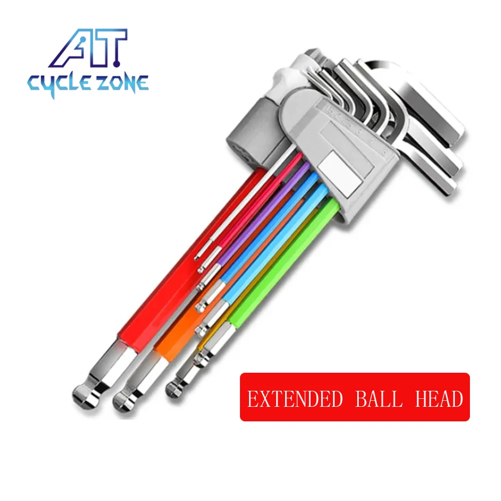 1.5mm-10mm Ball-End Hex Allen Key L Wrench Set Color Coded Torque Long Metric With Sleeve Hand Tools MTB Road Bike Accessories