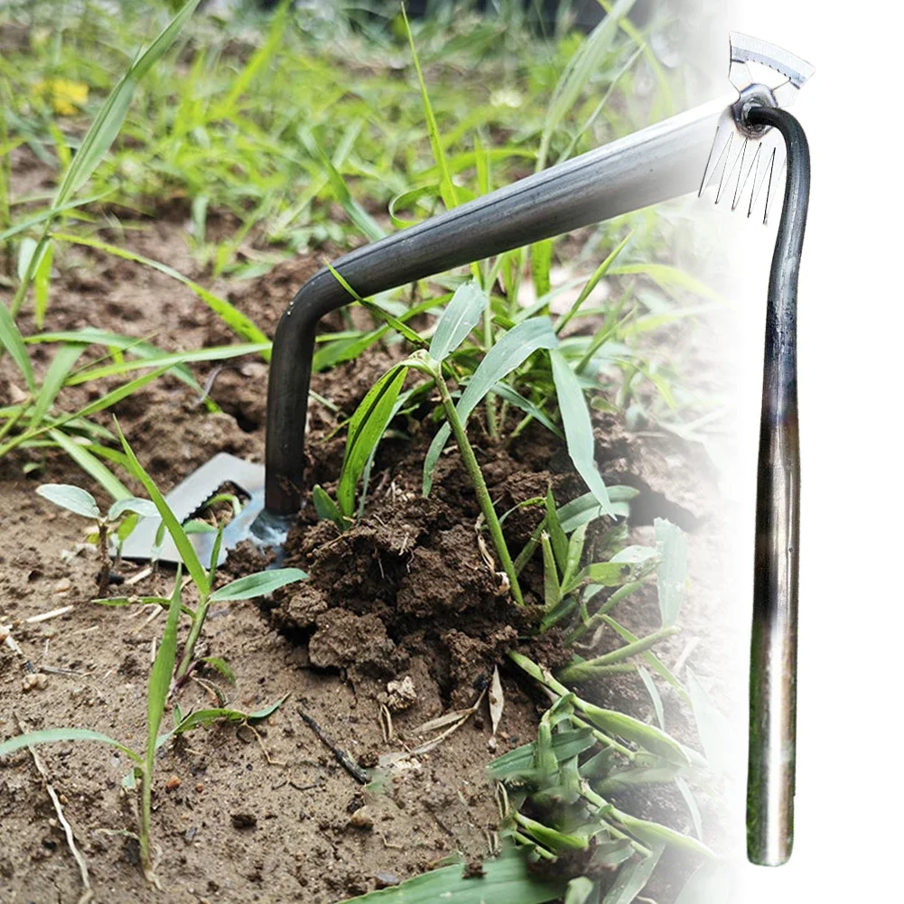 2 In 1 Loose Soil Grass Rooting Remover Lightweight Manual Loose Soil Weeder V Fork Weeding Removal Puller Wild Vegetable Shovel