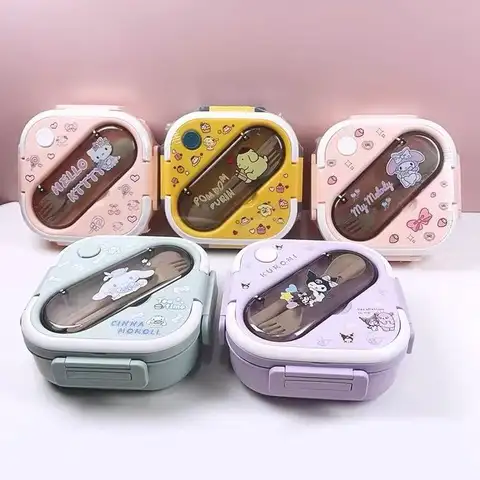 Kuromi Cinnamoroll Hello Kitty Portaposate Lunch Box Microonde Lunchbox in plastica Contenitore Bento Regali Anime