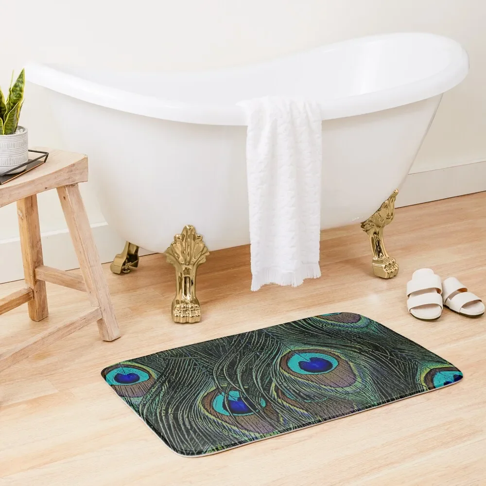 

Peacock feathers, bird lover gifts, cool bird outfits, beautiful feather patterns Bath Mat Bathroom Kit Mat