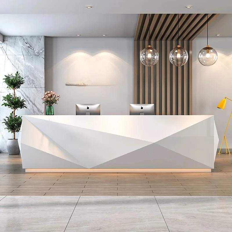 

White Paint Simple Reception Desks Modern Company Welcome Consultation Reception Desks Beauty Salon Bar Empfangs Theke Furniture