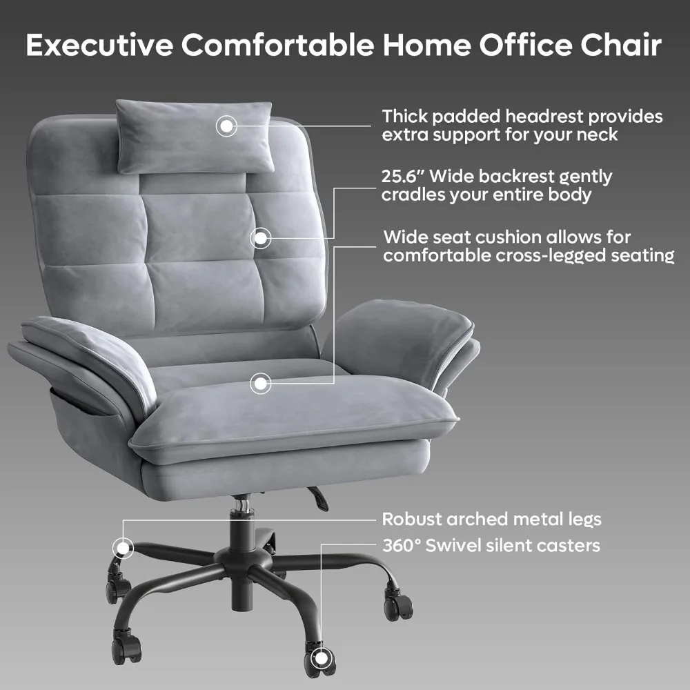 

Cross Legged Office Chair – Criss Cross Executive Chair with Adjustable Arms, 135° Recline, Velvet Upholstery & Wheels