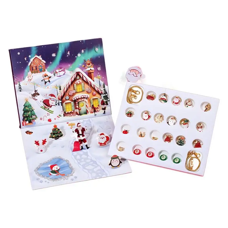 24 Days Advent Calendar Jewelry Gift Box DIYs Christmas Bracelet Set Surprise Gifts Countdown Christmas Advent Calendar