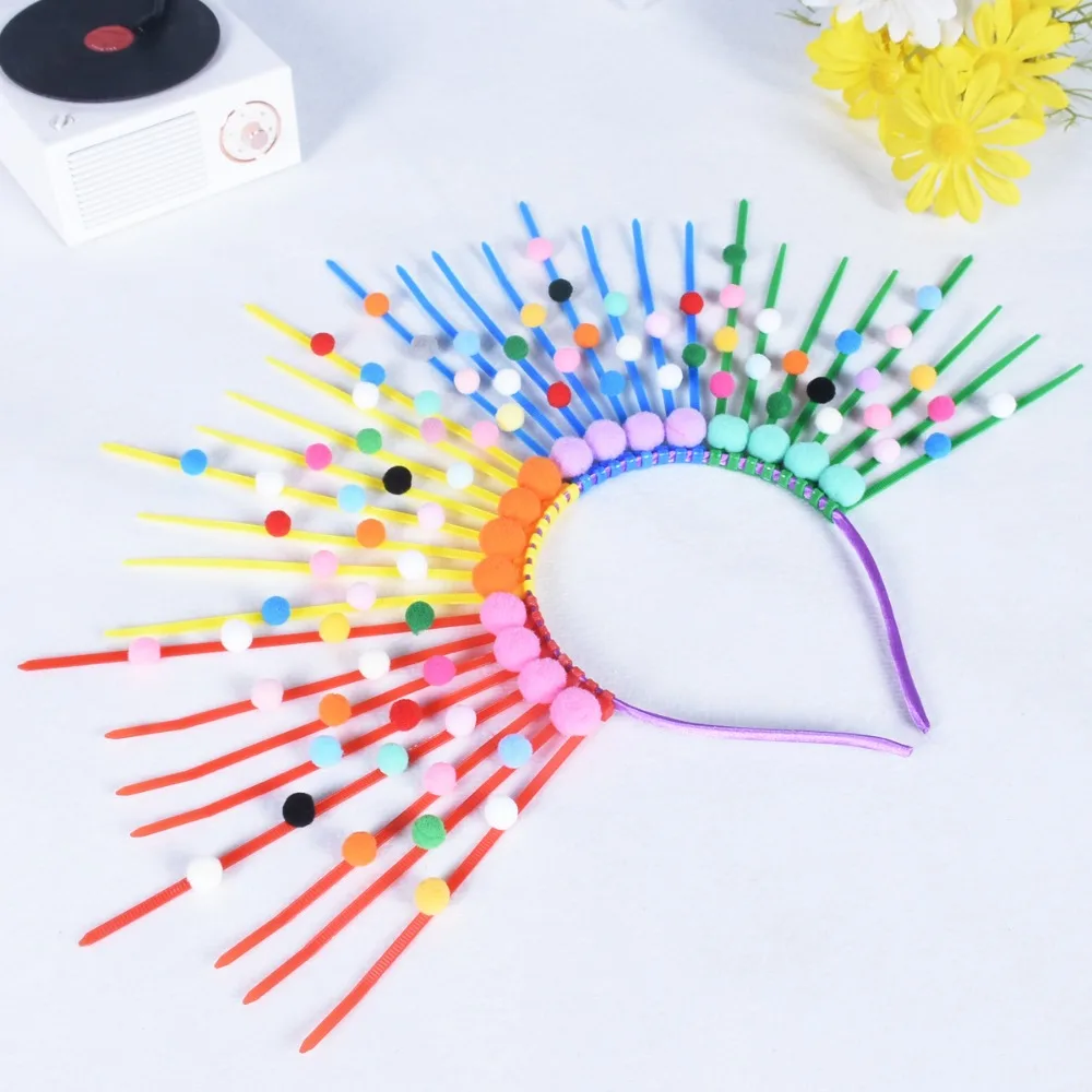 

Headpiece Sun Rainbow Hairband Exaggerated Creative Colorful Flower Hair Hoop Aureole Costume Goddess Halo Headband Party