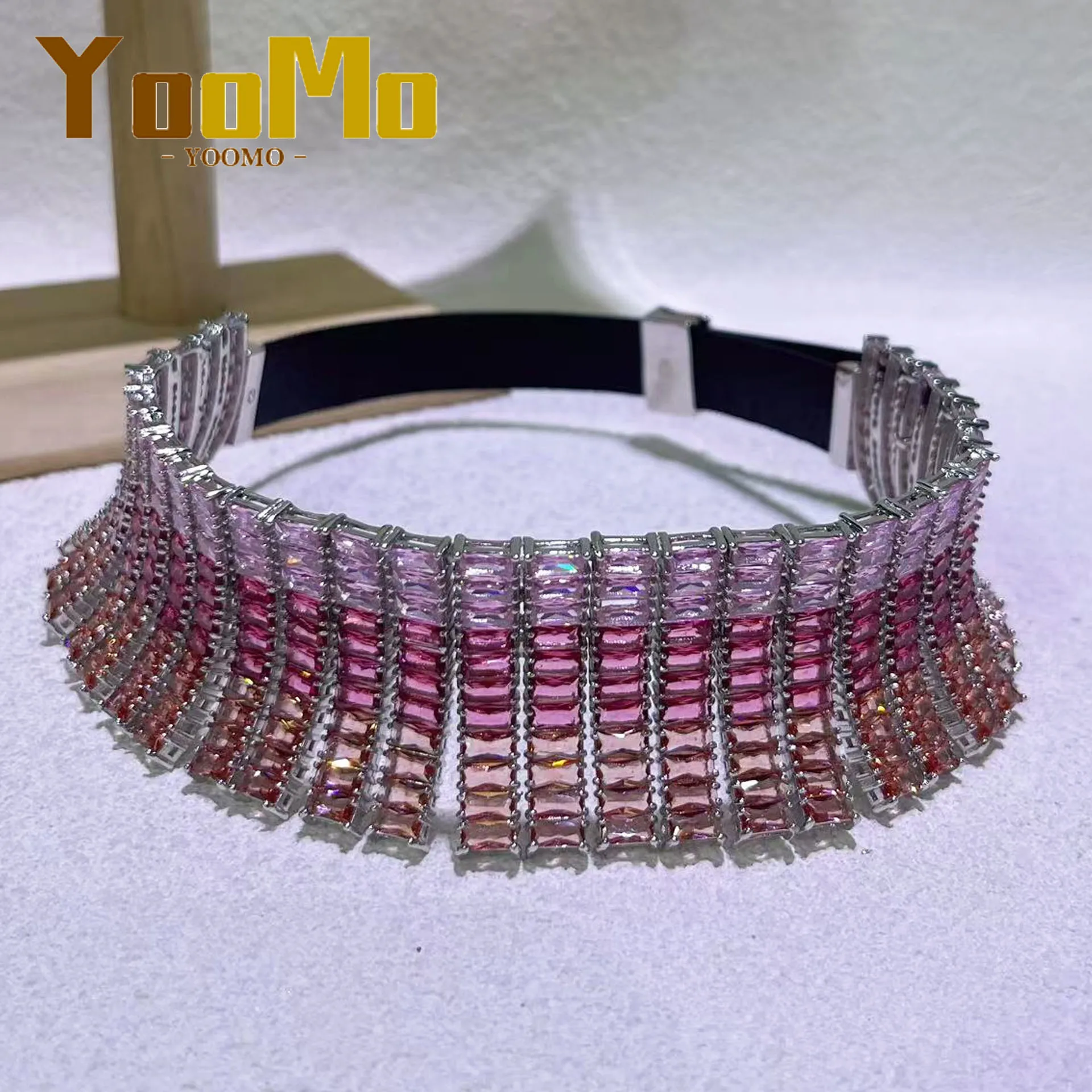 Pink Purple Jewelry Set Stainless Steel Necklace Bracelet Ring Charm Luxury Geometric Tassel Earrings Fine Romantic Women's Gift - view 5