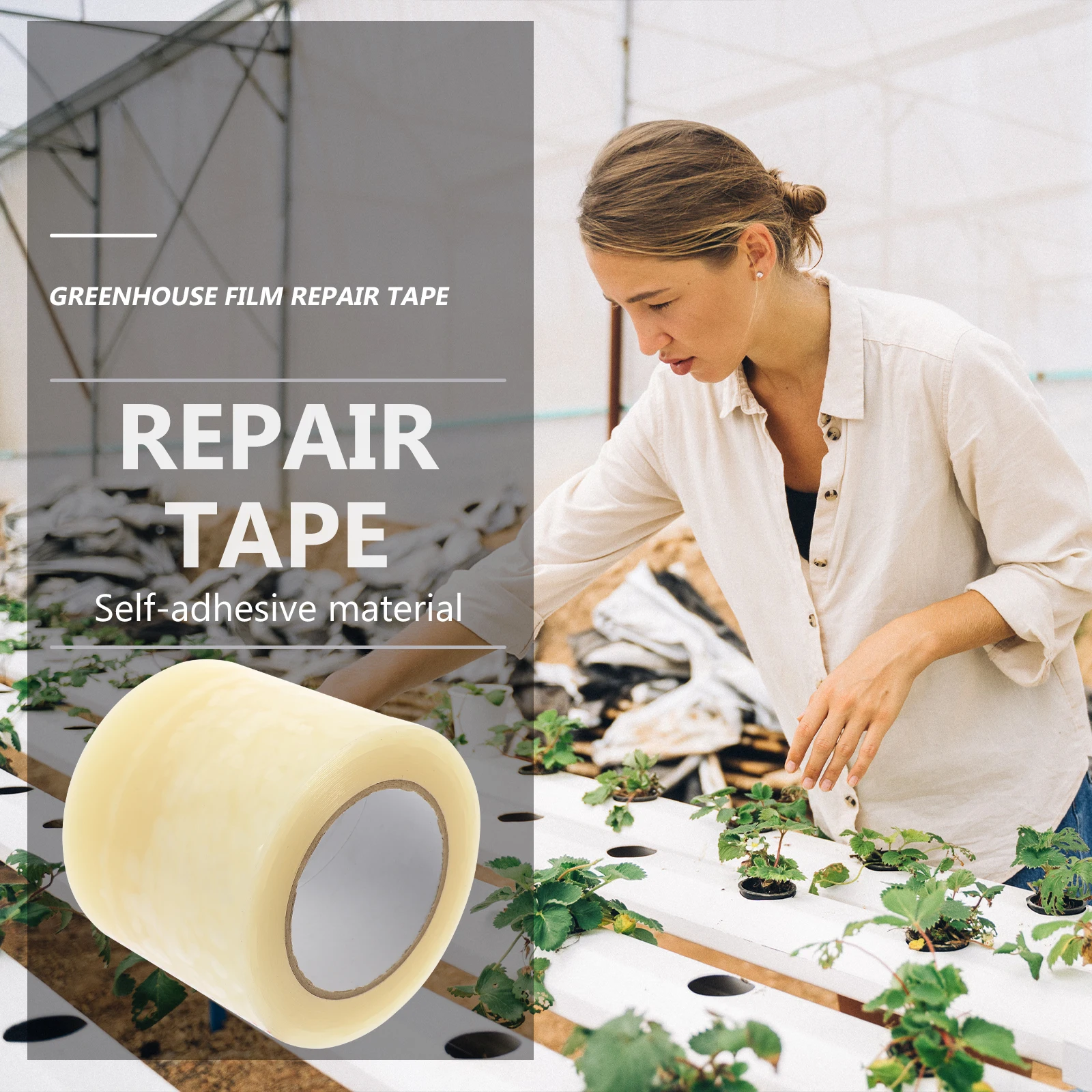 

Greenhouse Film Tape 50m x 10cm Transparent Waterproof Repair Patch for Tent Tarp Greenhouse Covering Sheet Plastic