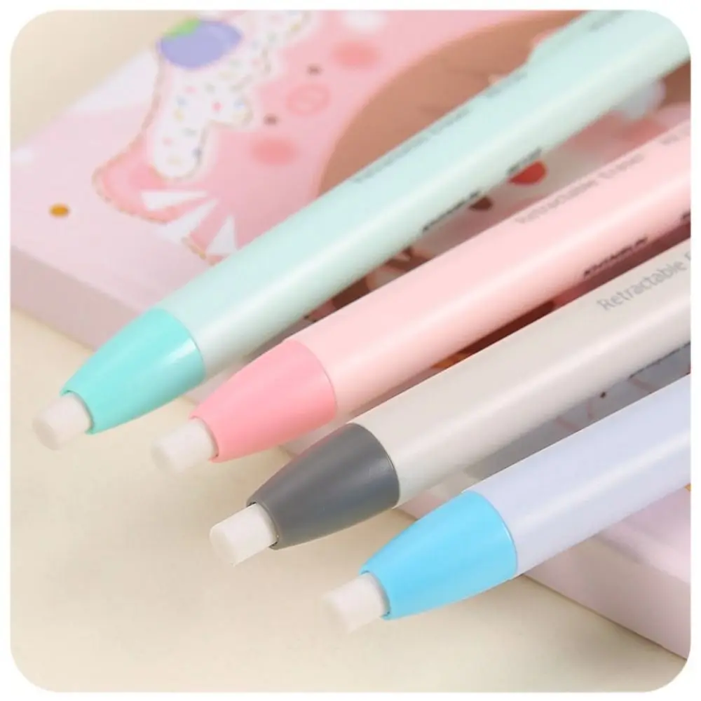 New Design Efficient Press Pencil Eraser Pen Style Wiping Retractable Eraser Writing Correction Pencil Rubber Office