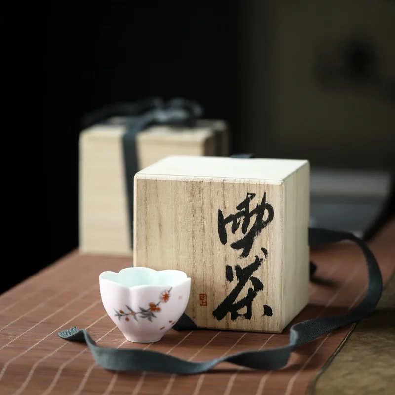 ★Japanese-Style Square Zen Paulownia Wooden Box with No Paint Jianzhan Tea Pot Teapot Gift Box Single Cup Small Box