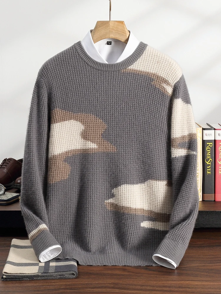 Cashmere Men's Sweater Long Sleeve O-Neck Knitted Jumpers 100% Cashmere Soft Warm Male Pullover Smart Casual Clothing Tops