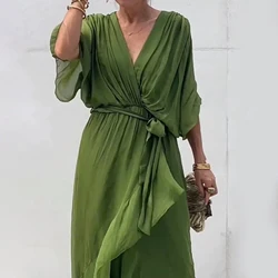 Plus Size 5XL VONDA Women Office Dress 2026 Long Maxi Sundress Casual Solid Color Elegant Loose A-line Dress Vestidos