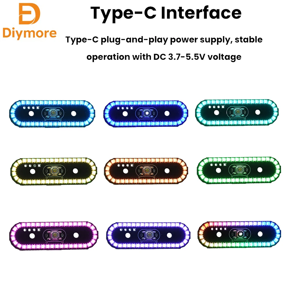 8 Modes LED Colorful Taillights Flow Lights Type C Flashing Gradient Breathing Rotating Lights For Drone Modification Motorcycle