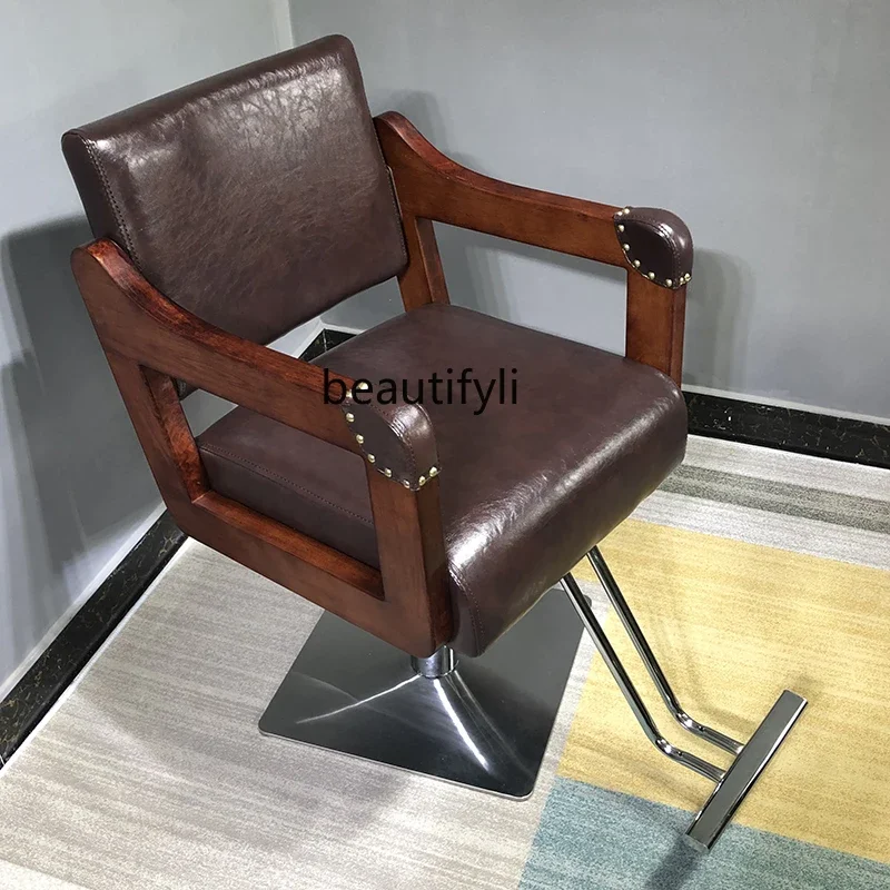 

zxqRetro Hairdressing Chair Lifting and Falling Hair Cutting Shampoo Hot Dyeing Chair Stool Swivel Chair