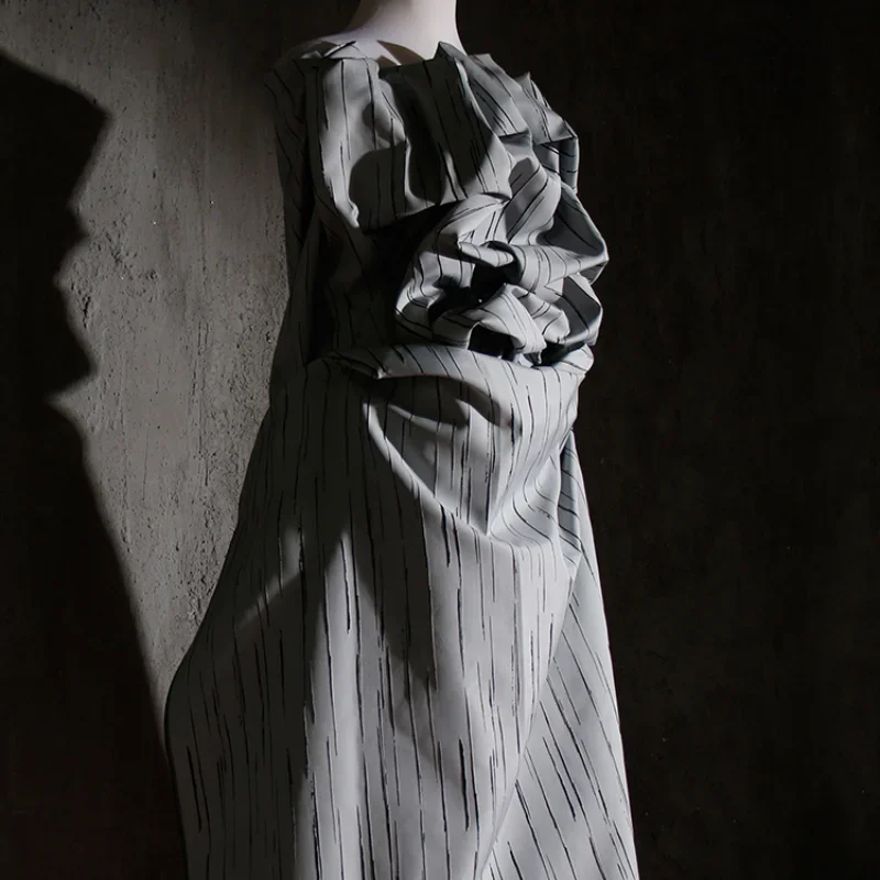 

Полосатая жаккардовая ткань, рельефная куртка, дизайнерская одежда, ткань на метр, полиэстер, материал для шитья своими руками