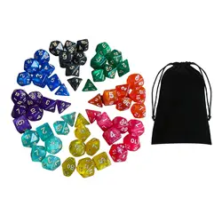 35/49/50/60/70 Polyhedral Dices  D8 D10 D12 D20 Party Toys with Pouch for  RPG Role Playing Table Games Math Teaching