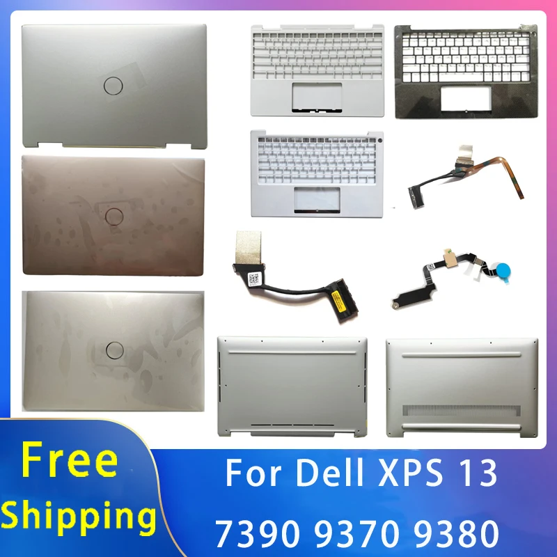 

New For Dell XPS13 9370 9380 7390 Replacemen Laptop Accessories Lcd Back Cover/Palmrest /Bottom With LOGO Black Silvery White