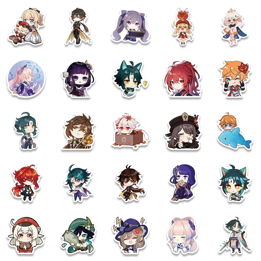 10/30/50PCS Genshin Lmpact Cute Anime Game Sticker Motorcycle Travel Luggage Fridge Laptop Classic Toy Fun Sticker for Kids Gift