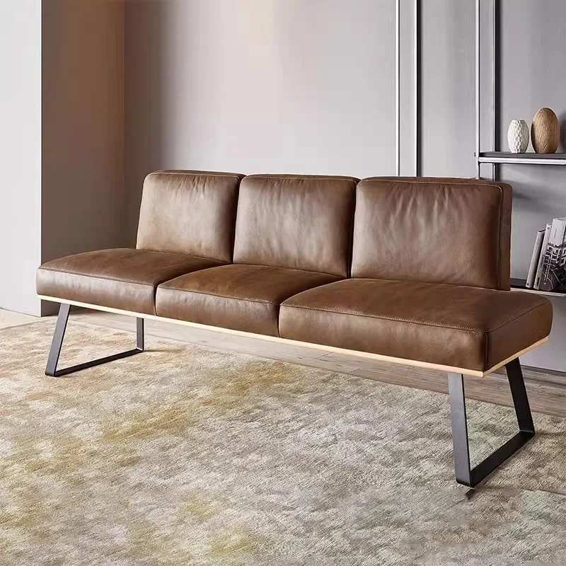Nordic PU leather dining room dining chair, simple modern home living room back bench
