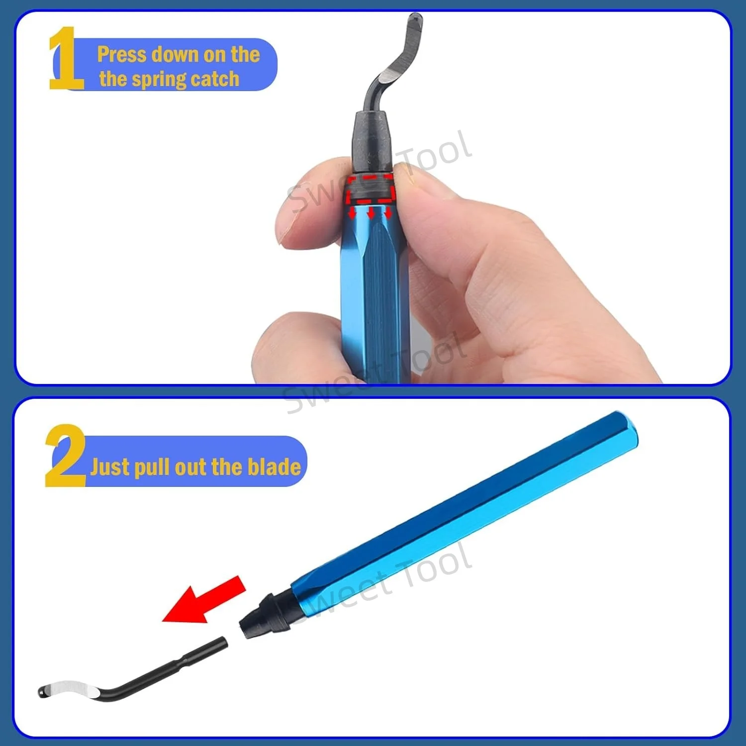 Hand Deburring Tool Kit Blue Metal Handle with 1/10/11 Swivel Blade Edge Burr Remove Deburring Tool Set Burr Removal Reamer Tool