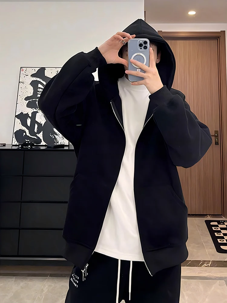 

Bla Heavyweight Men's Hoodie Sweatirt American Sle Cleanfit Jaet Trendy High-End Feelings Hooded Open Cardigan