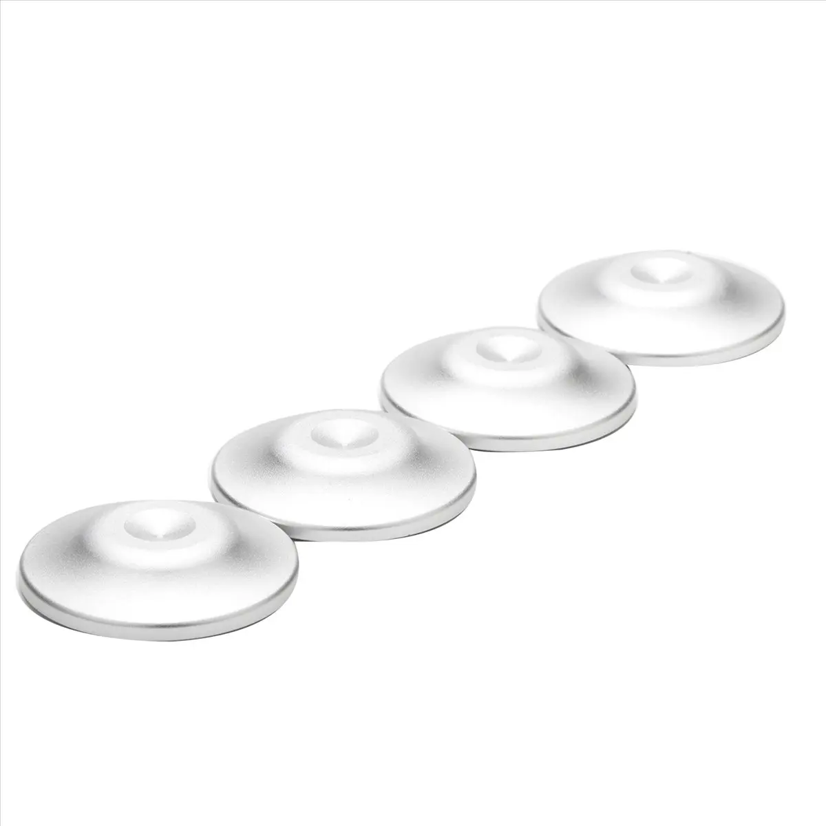 رائعة - 4 قطع من مكبر الصوت وأقدام مكبر الصوت وسادات بديلة لمكبر الصوت ومسجل القدم باللون الفضي