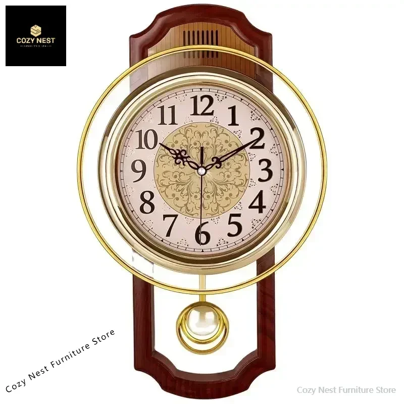 Vintage Pendulum Clock Silent Wall Clock Home Decor Luxury Wall Art 3D Watches Bedroom Living Room Modern Home Decoration