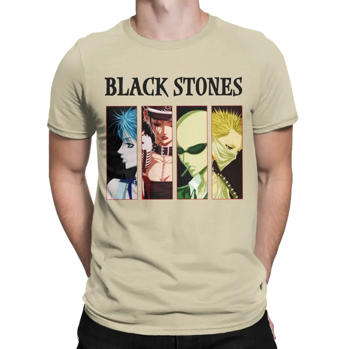 Men Nana Osaki Anime Black Stones T Shirt Pure Cotton Clothes Unique Short Sleeve Crew Neck Tee Shirt Original T-Shirt