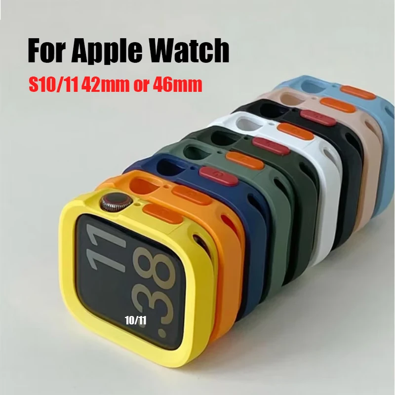 Bumper Soft Silicone Case For Apple Watch 11 10 9 8 7 6 SE 5 Anti-drop Matte Cover For iwatch 49mm 41mm 42mm 46mm 40mm 44mm 45mm
