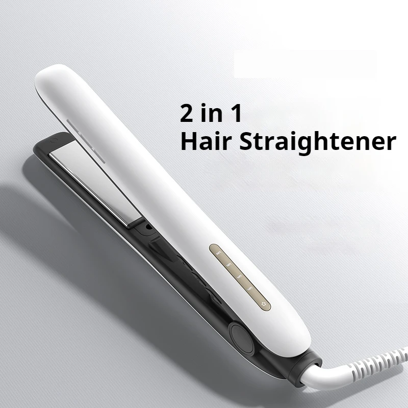 Flat Iron Hair Straightener–Travel 2-in-1 Straightener and Curler, Professional Negative Ion Ceramic Plate for Less Frizz
