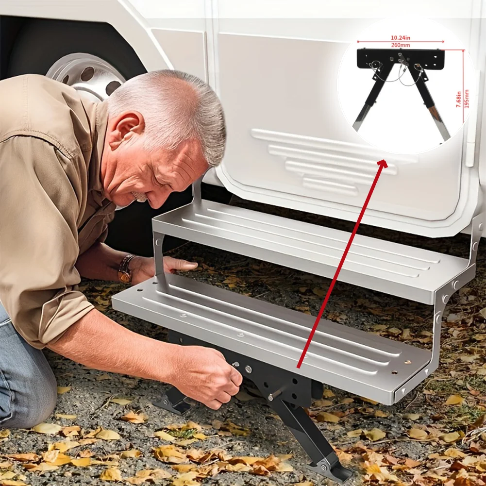 

Heavy Duty RV Entry Step Stabilizer Foldable Ground Support Jacks Easy To Install Campers Step Jack Camping Car Accessory Height