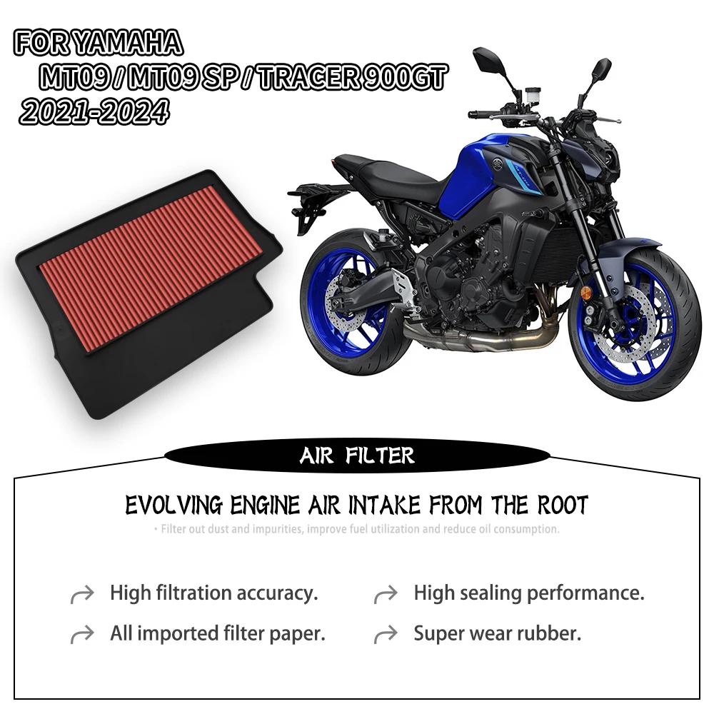 

Motorcycle Engine Air Intake Filter Cleaner High Flow Air Filter Element For Yamaha MT 09 MT09 SP Tracer 900 MT 09 2021 2024