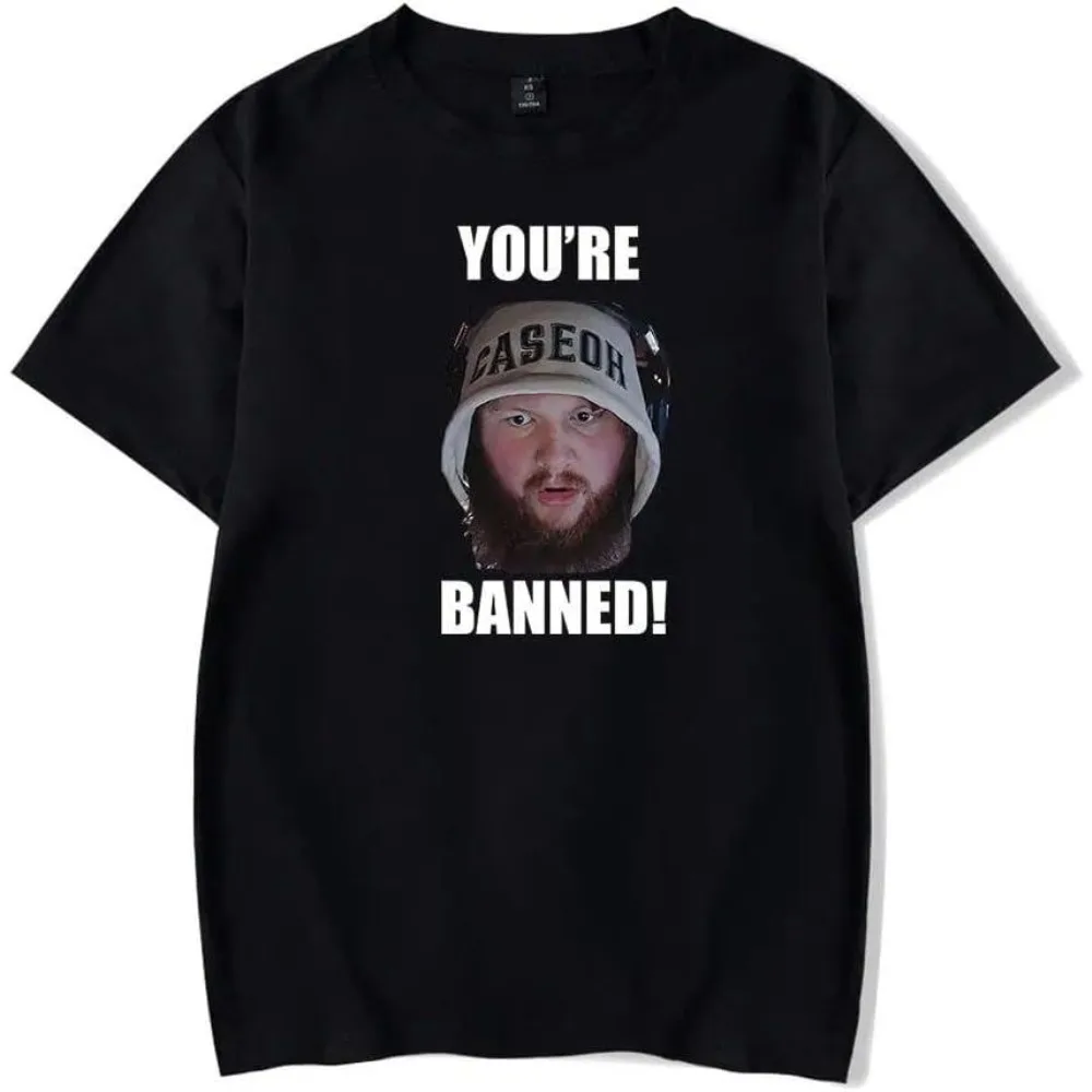 Caseoh You're banned Merch Short Sleeve Tee Women Men Crewneck Fashion T-shirt Unisex Tops