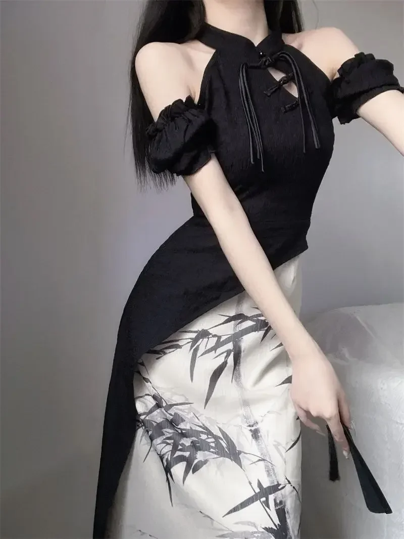 2023 Nieuwe Chinese Syle Vintage Cheongsam Lady Sexy Mouwloze Vrouwen Jurk Split Jurken Oosterse Mode Design Dagelijkse Qipao Jurk