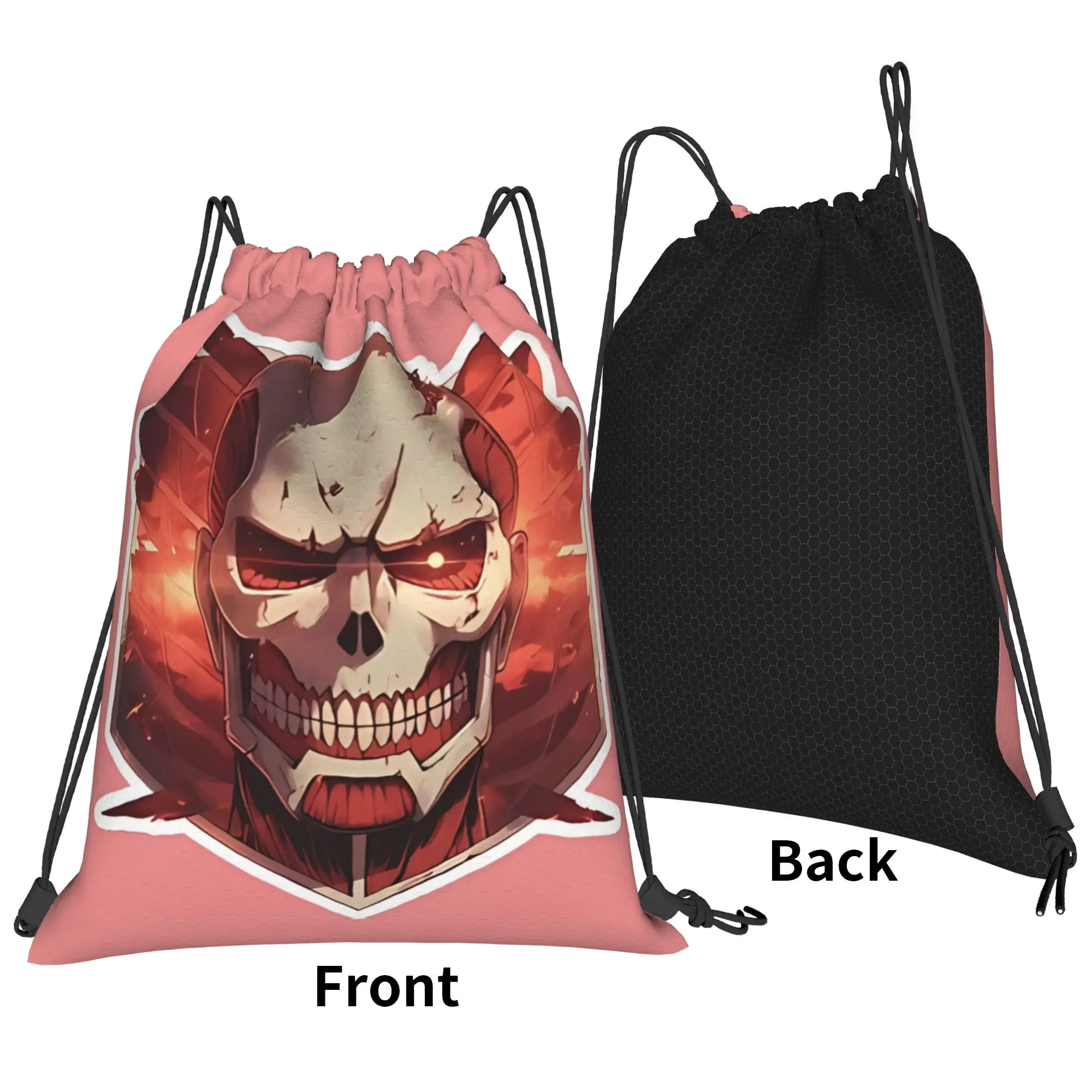 Dark Manga Style Art aAttack-on-Titan Portable Travel Riding Gym Drawstring Storage Sporty Backpacks