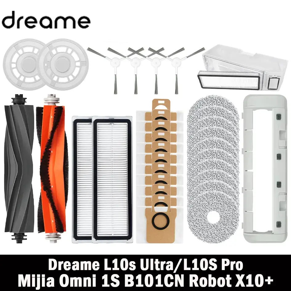 إكسسوارات دريم L10s ألترا وL10 ألترا لروبوتات XIAOMI Mijia Omni 1S وB101CN وX10+ قطع فرشاة جانبية ومرشح وممسحة رئيسية لمكنسة كهربائية روبوتية