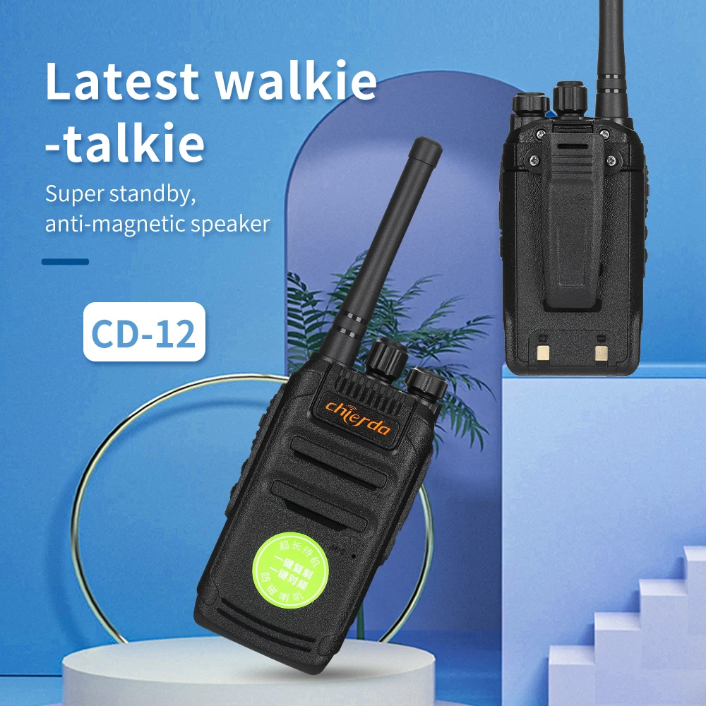 

Chierda CD12 Mini Walkie Talkie Rechargeable Walkie-Talkies 1 or 2 Pcs PTT PMR446 Long Range Portable Two-way Radio for hunting