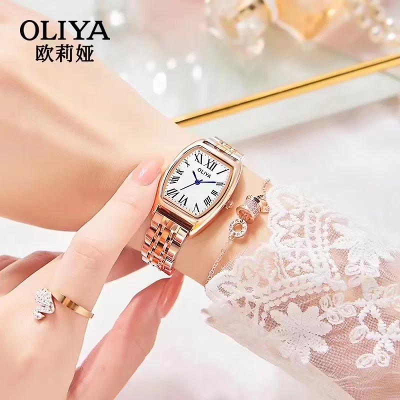 Light luxury Wine Barrel Women\'s Watch All steel Watch chain Fashionable quartz movement Women\'s gift waterproof watch