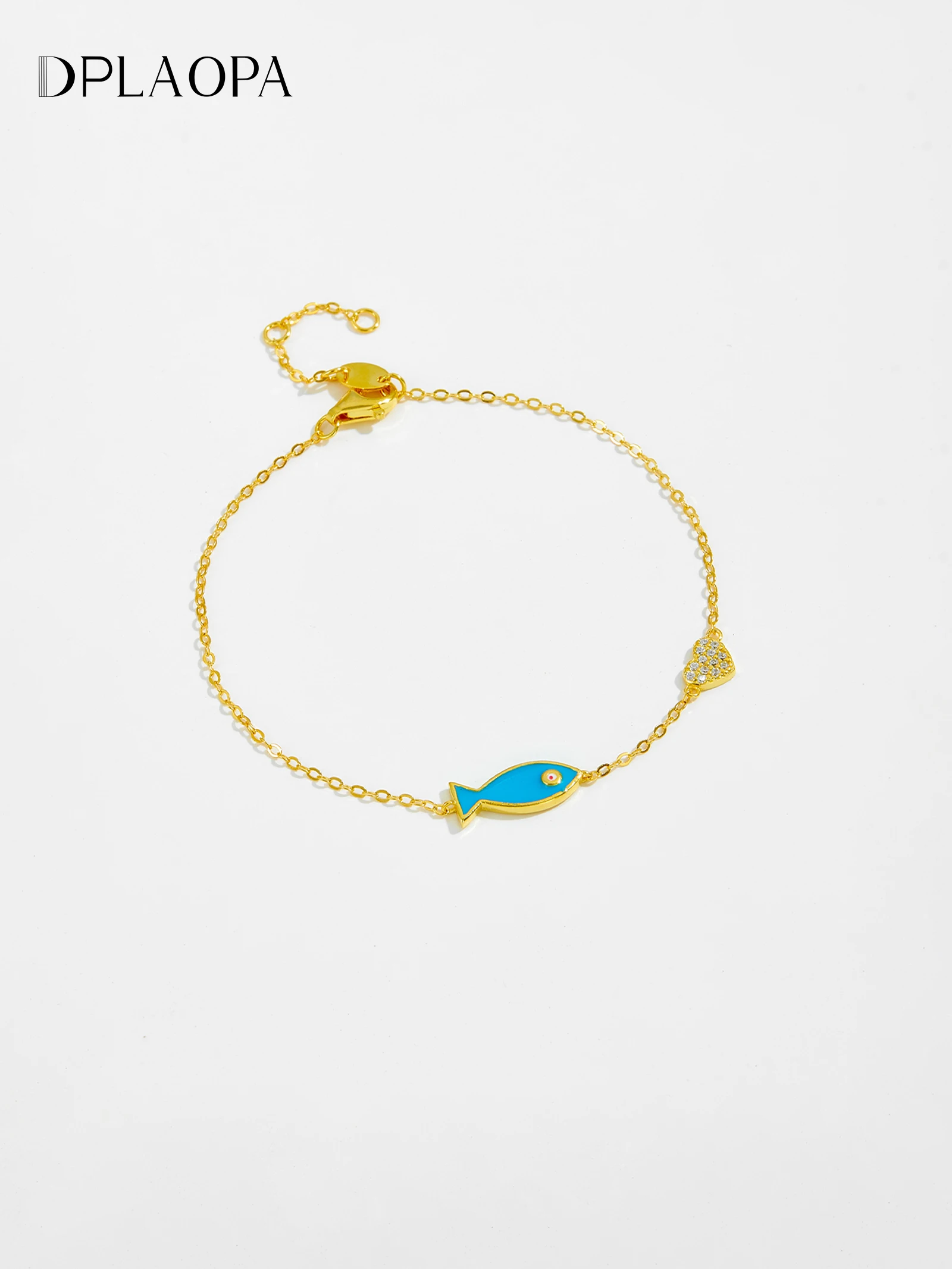 DPLAOPA 925 srebro Pulsera wisiorek z rybą Lov Chain Bracelet kobiety europejskie wakacje biżuteria dla Wearring biżuteria Party