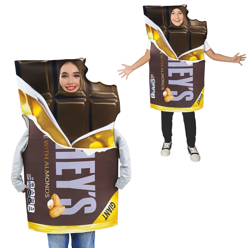 

ZAWALAND Halloween Costume Cosplay Chocolate Costume Unisex Boys Girls Funny Food Sponge Body Suit Carnival Dress Up Performance