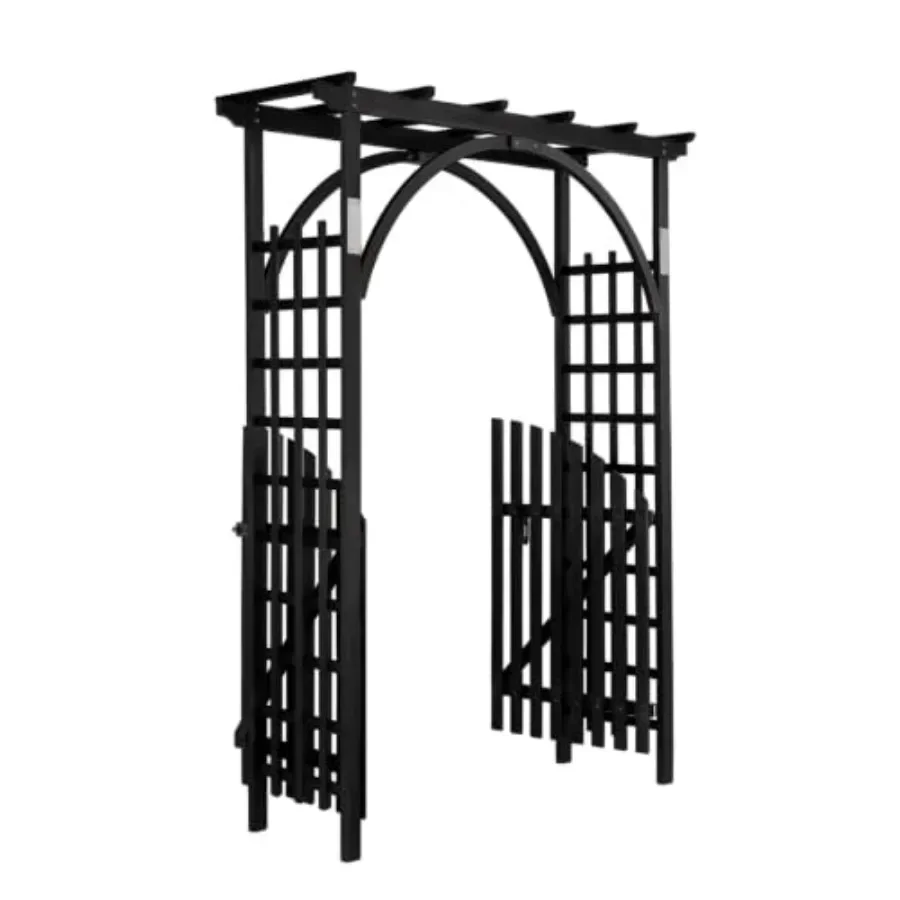 85in Wooden Arbor for Wedding Ceremony, Garden Plant Climbing Trellis, Christmas Pergola Decor, Backyard Lawn Arch Black with G