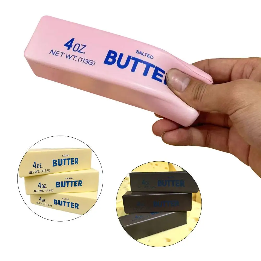 Realistic Butter Stick Squishy Toy Butter Bar Brick Soft Slow Rebound Stress Relief Decompression Squeeze Toys Gift for Friends