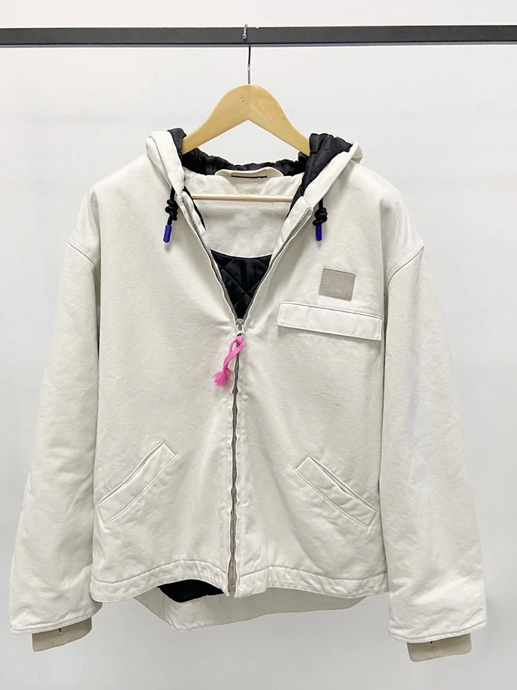 

[ZOCI] 2024 Autumn Women Correct Version Of Niche Cotton Canvas Drawstring Loose Jacket Cotton Coat Hooded Jacket New Fashion