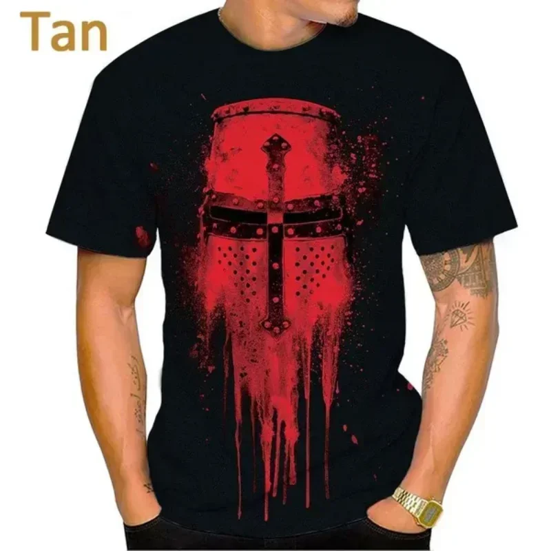 New Knights Templar 3D Print T-shirt Summer Men Clothing Fashion Casual Oversized T Shirt Vintage Harajuku Streetwear Tops Tees